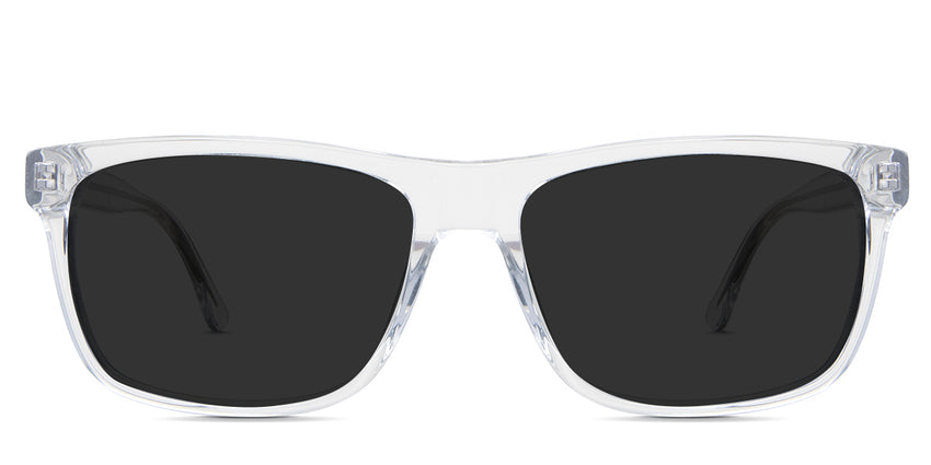 Wallis black tinted Standard Solid sunglasses in the cloudsea variant - it's a full-rimmed frame with a straight top rim and a patterned wire core visible in the arm.