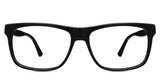 Wallis Eyeglasses in the midnight variant - it's a rectangular frame with a wide viewing area.