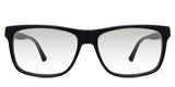 Wallis black tinted Gradient glasses in the midnight variant - it's medium to wide rectangular frame with a wide viewing area and a broad temple arm.