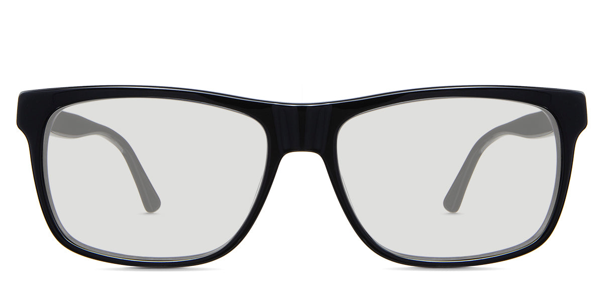 Wallis black tinted Standard Solid glasses in the cloudsea variant - it's a full-rimmed frame with a straight top rim and a patterned wire core visible in the arm.