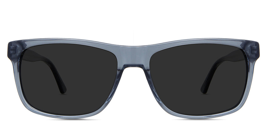 Wallis Gray Polarized in the tursio variant - it's a transparent acetate frame with a narrow U-shaped nose bridge and a long temple arm of 150mm.