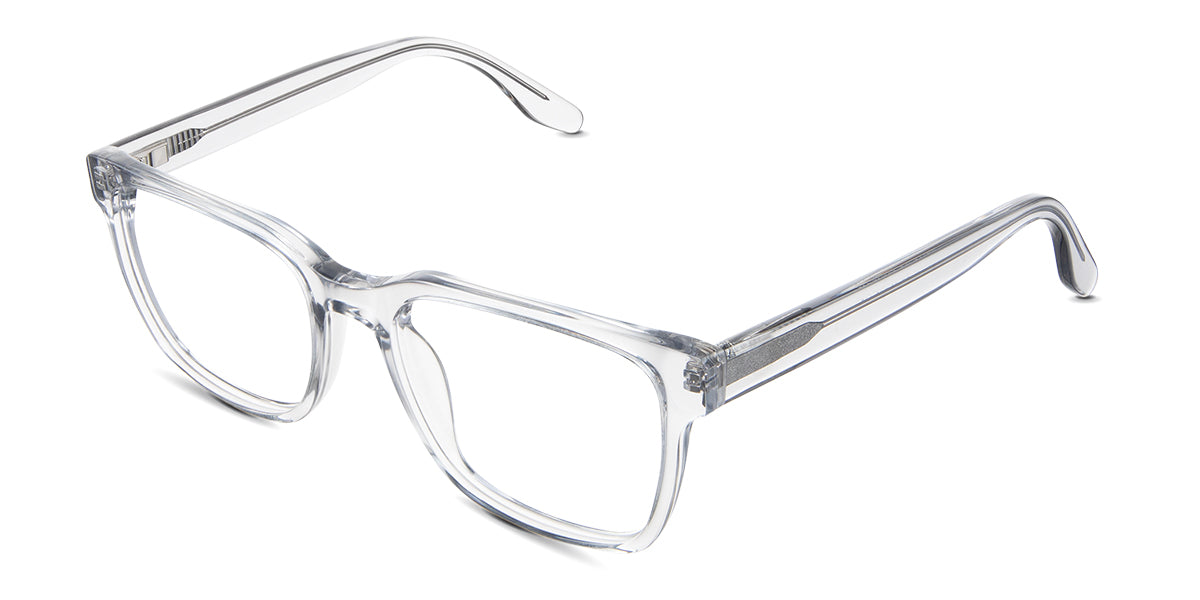 Wells eyeglasses in the frost variant - have a tall U-shaped nose bridge.