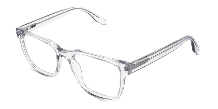 Wells eyeglasses in the frost variant - have a tall U-shaped nose bridge.