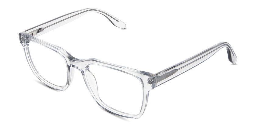 Wells eyeglasses in the ice variant - have a tall U-shaped nose bridge.