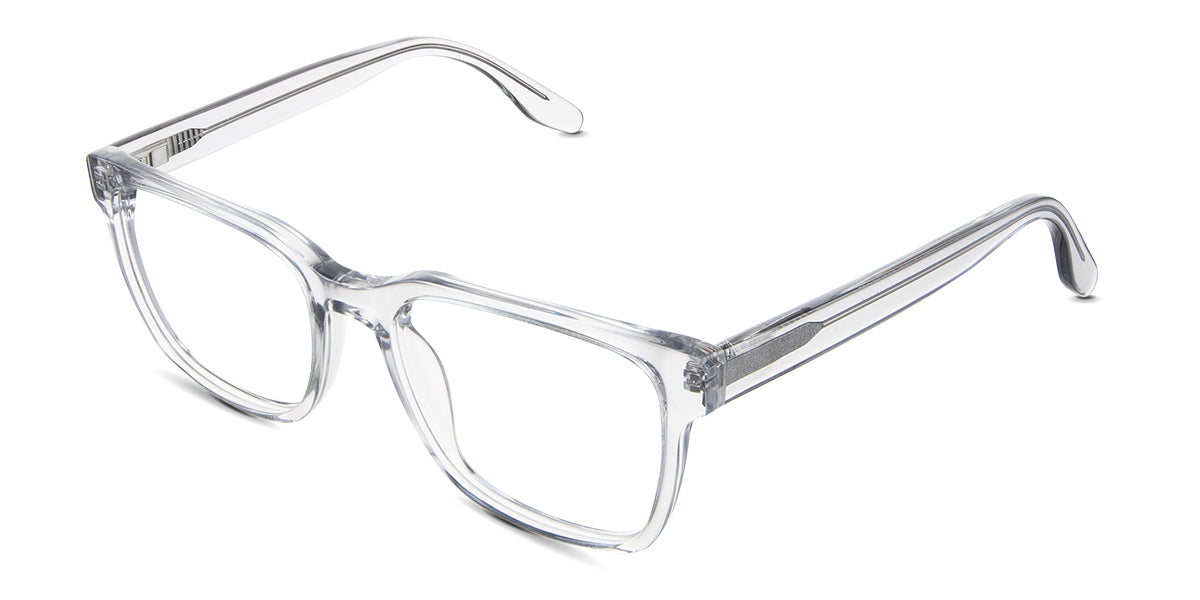 Wells eyeglasses in the ice variant - have a tall U-shaped nose bridge.