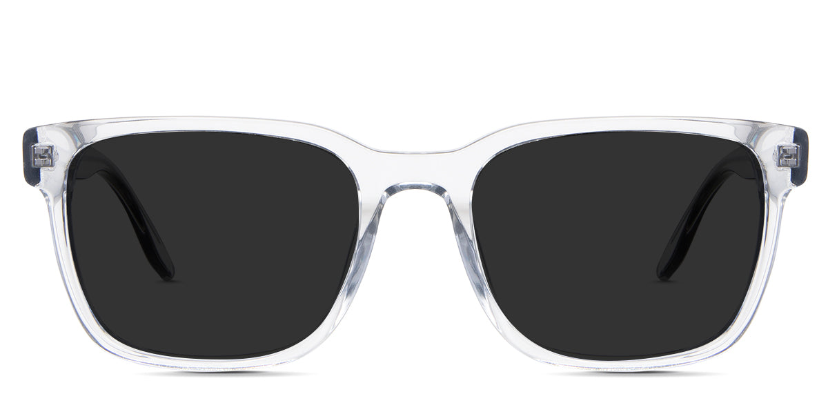 Wells black tinted Standard Solid sunglasses in the Ice variant - is a transparent frame with a tall U-shaped nose bridge and visible wire core.