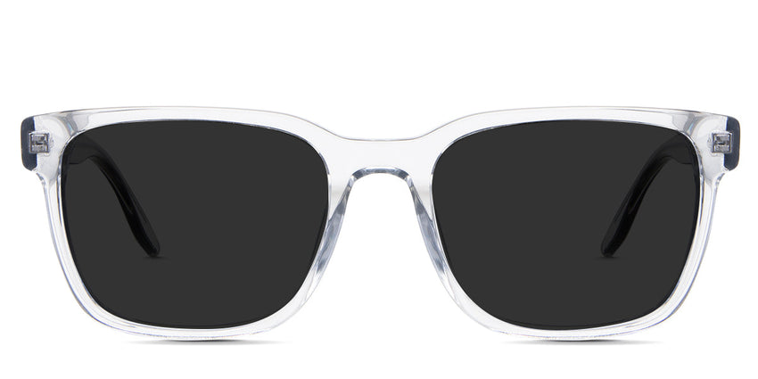 Wells Gray Polarized in the Ice variant - is a transparent frame with a tall U-shaped nose bridge and visible wire core.