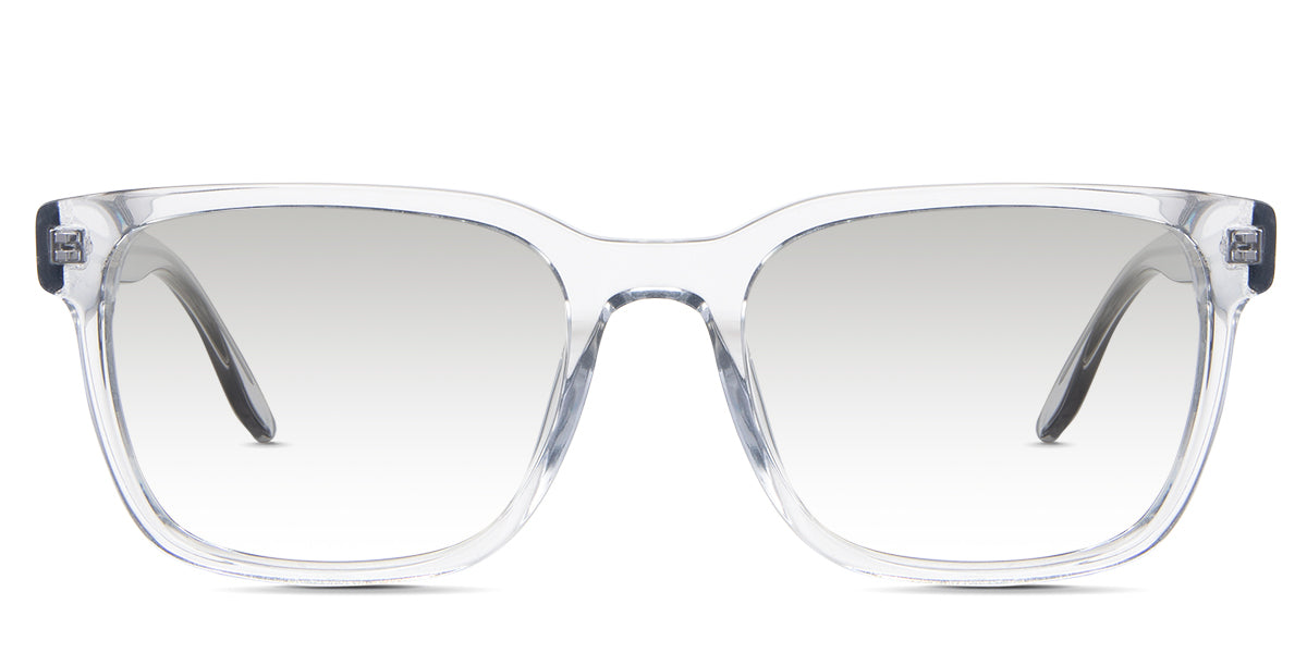 Wells black tinted Gradient  glasses in the Ice variant - is a transparent frame with a tall U-shaped nose bridge and visible wire core.