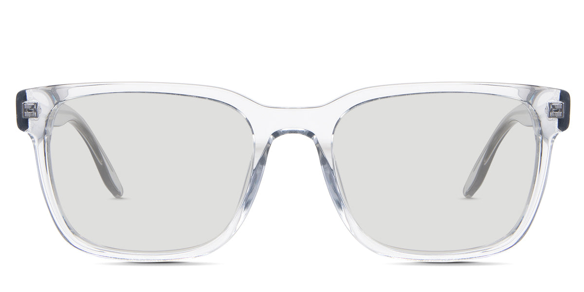Wells black tinted Standard Solid glasses in the Ice variant - is a transparent frame with a tall U-shaped nose bridge and visible wire core.