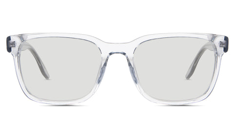 Wells black tinted Standard Solid glasses in the frost variant - is a transparent frame with a tall U-shaped nose bridge and visible wire core.