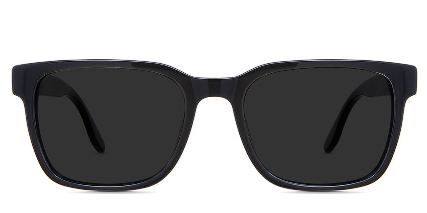 Wells black tinted Standard Solid sunglasses in the Midnight variant - is a rectangular frame with a 19mm wide nose bridge and a HIP Logo outside the arm.