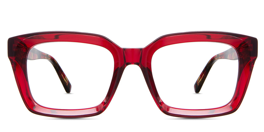 Willa Eyeglasses in the poinsettia variant - is a full-rimmed frame in red.