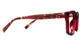 Willa Eyeglasses in the poinsettia variant - it has a multi-color temple arm.