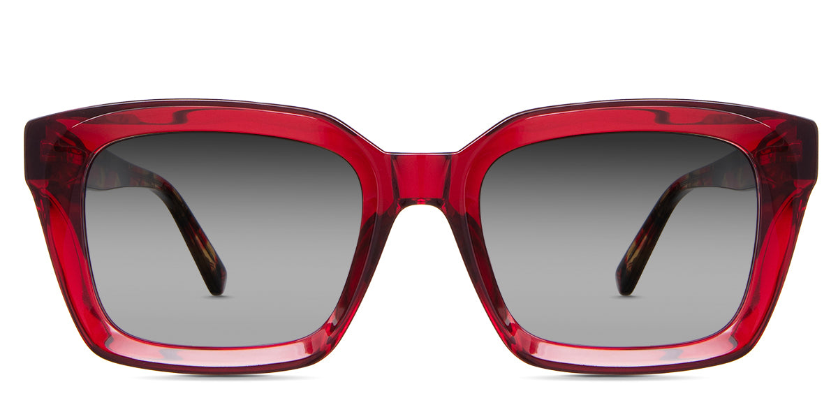 Willa black tinted Gradient sunglasses in the poinsettia variant - is a full-rimmed frame with a high nose bridge of 20mm.