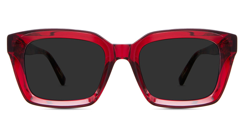 Willa black tinted Standard Solid sunglasses in the poinsettia variant - is a full-rimmed frame with a high nose bridge of 20mm.
