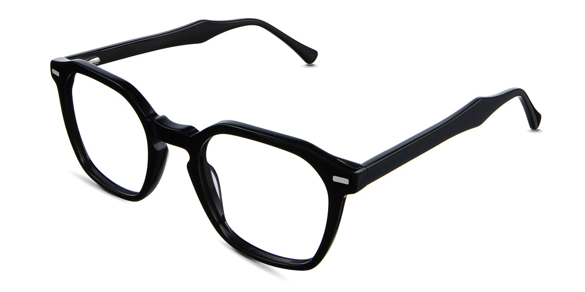 Wren eyeglasses in midnight variant - the keyhole shaped nose bridge has built in nose pads.