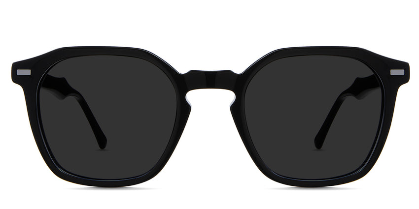 Wren black tinted Standard Solid sunglasses in midnight  variant - is a full rimmed frame with keyhole shaped nose bridge has built in nose pads; frame size is 49-22-145