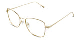 Wynona eyeglasses in the halcyon variant - it's a gold metal frame with a clear nose pad.
