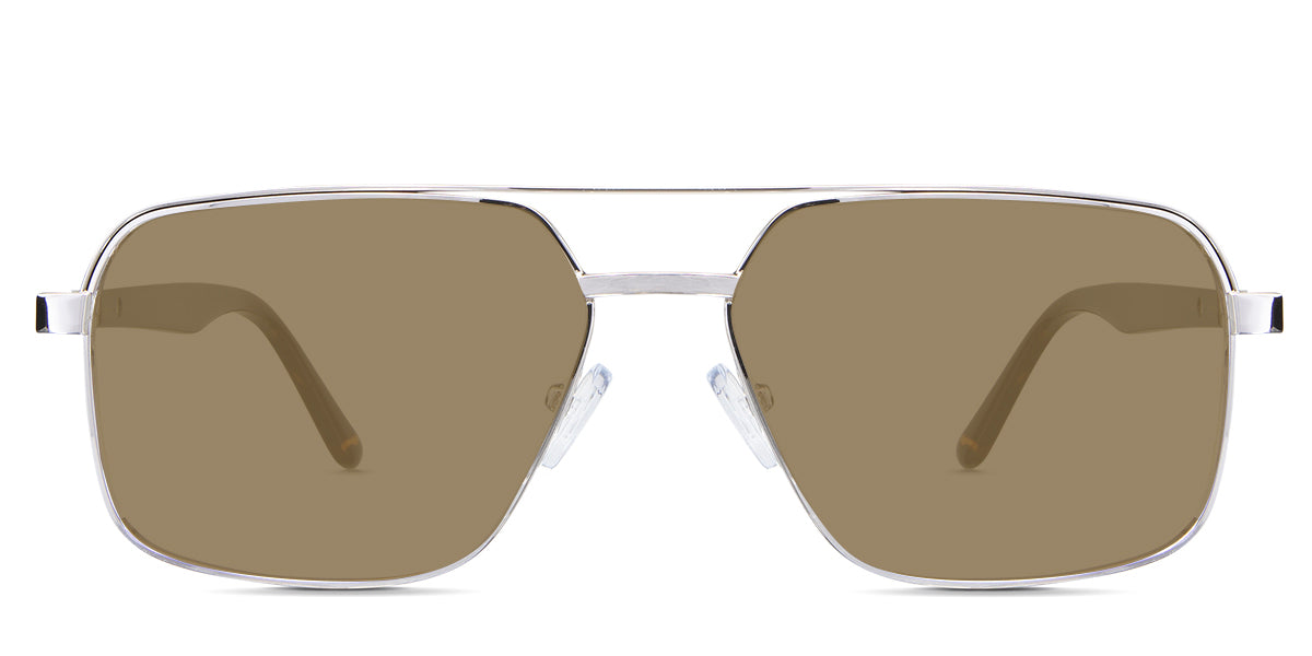 Xavier Beige Sunglasses Solid in the Gold variant - it's a full-rimmed frame with adjustable nose pads.