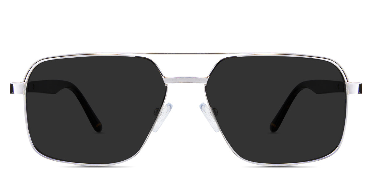 Xavier Black Sunglasses Solid in the Gold variant - it's a full-rimmed frame with adjustable nose pads.