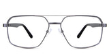 Xavier eyeglasses in the gun variant - it's an aviator-shaped frame in gunmetal color.