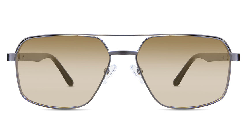 Xavier Beige Sunglasses Gradient in the Gun variant - it's an aviator-shaped frame with silicone nose pads and paddle-shaped temple tips.