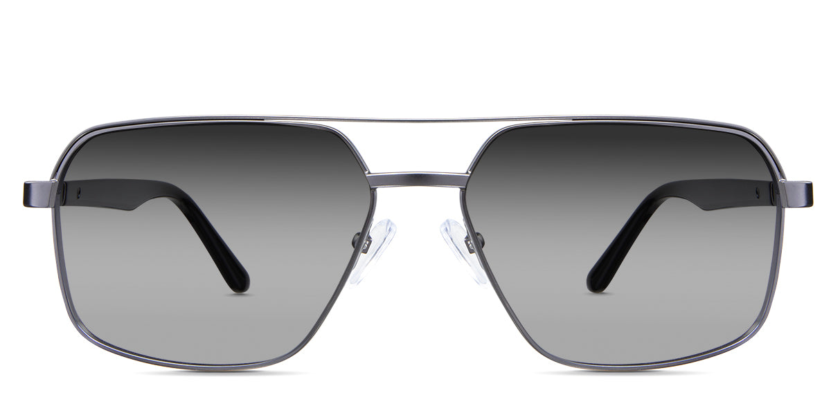 Xavier black Sunglasses Gradient in the Gun variant - it's an aviator-shaped frame with silicone nose pads and paddle-shaped temple tips.