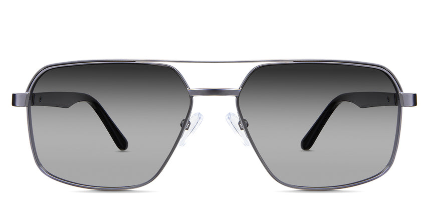 Xavier black Sunglasses Gradient in the Gun variant - it's an aviator-shaped frame with silicone nose pads and paddle-shaped temple tips.