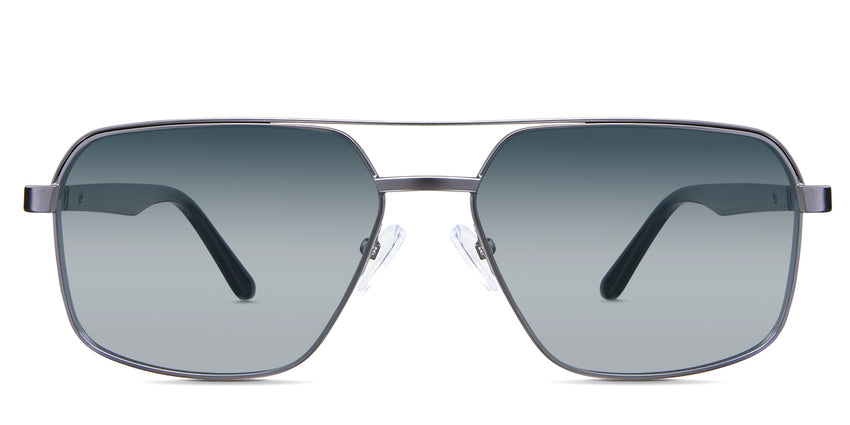 Xavier Blue Sunglasses Gradient in the Gun variant - it's an aviator-shaped frame with silicone nose pads and paddle-shaped temple tips.
