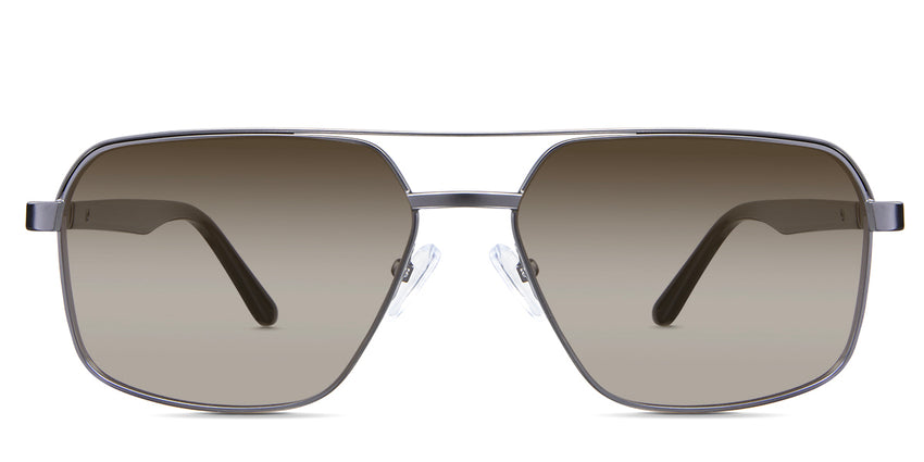 Xavier Brown Sunglasses Gradient in the Gun variant - it's an aviator-shaped frame with silicone nose pads and paddle-shaped temple tips.