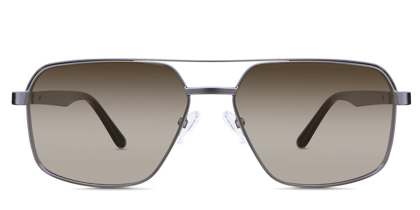 Xavier Brown Sunglasses Gradient in the Gun variant - it's an aviator-shaped frame with silicone nose pads and paddle-shaped temple tips.