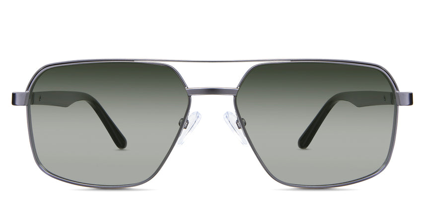 Xavier Green Sunglasses Gradient in the Gun variant - it's an aviator-shaped frame with silicone nose pads and paddle-shaped temple tips.