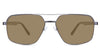 Xavier Beige Sunglasses Solid in the Gun variant - it's an aviator-shaped frame with silicone nose pads and paddle-shaped temple tips.