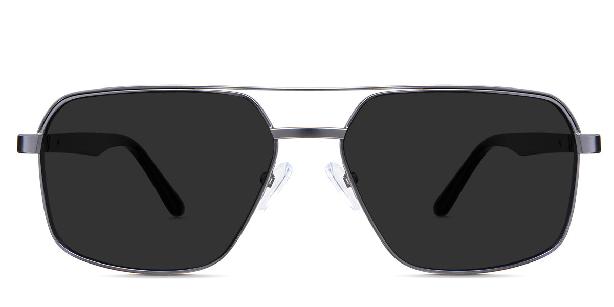 Xavier Black Sunglasses Solid in the Gun variant - it's an aviator-shaped frame with silicone nose pads and paddle-shaped temple tips.