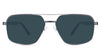 Xavier Blue Sunglasses Solid in the Gun variant - it's an aviator-shaped frame with silicone nose pads and paddle-shaped temple tips.
