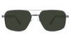 Xavier Green Sunglasses Solid in the Gun variant - it's an aviator-shaped frame with silicone nose pads and paddle-shaped temple tips.