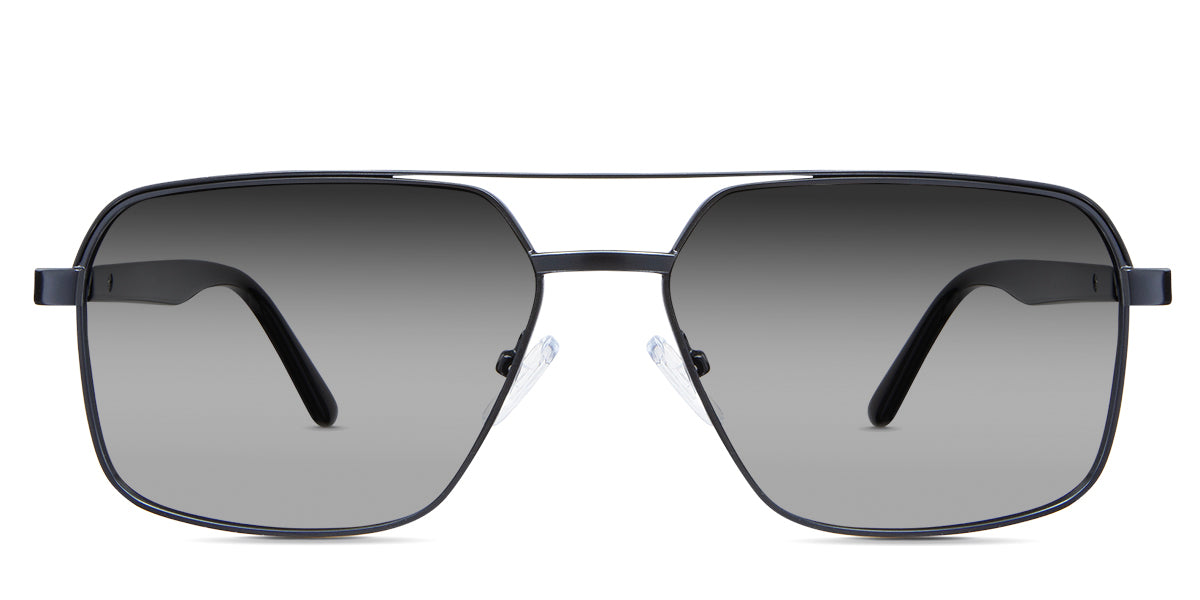 Xavier black Sunglasses Gradient in the Ursus variant - it's a rectangular frame with a two-bar metal bridge and a whole acetate temple.