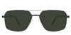 Xavier Green Sunglasses Solid in the Ursus variant - it's a rectangular frame with a two-bar metal bridge and a whole acetate temple.