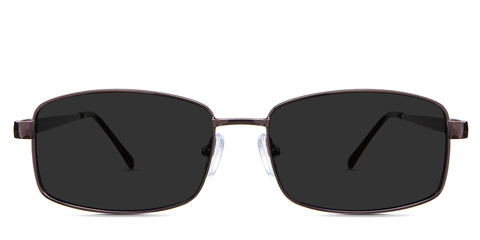 Xena black tinted Standard Solid in the Taupe variant - a rectangular shape frame with a low nose bridge of 17mm and acetate temple tips.