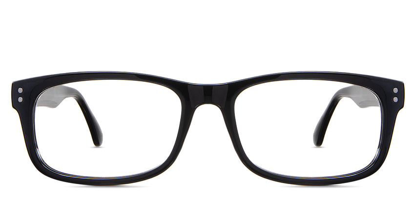 Yael eyeglasses in the midnight variant - is a full-rimmed acetate frame in black color.