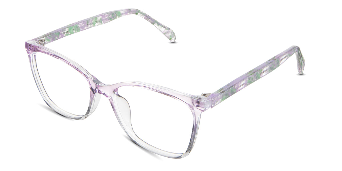 Yara eyeglasses in the catmint variant - have an acetate nose bridge.