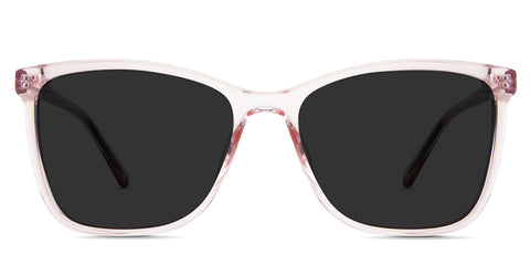 Yassi black tinted Standard Solid in the Blush variant - it's a transparent square frame with a low nose bridge and slim temple arm.