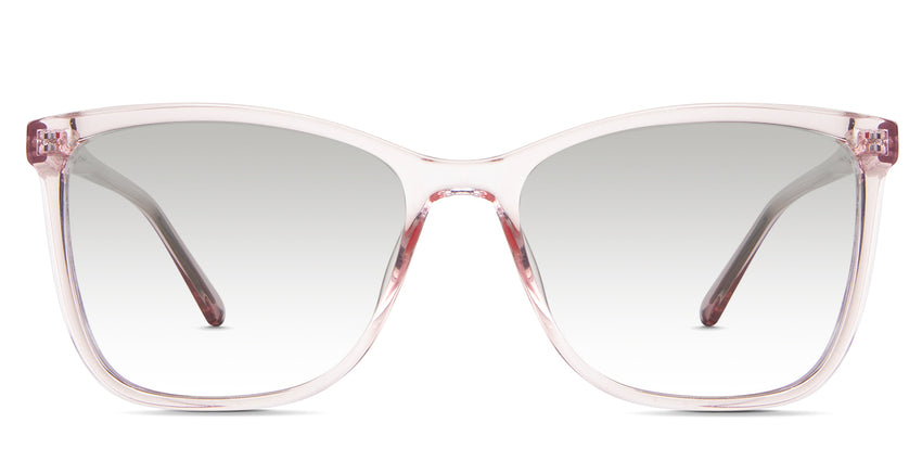 Yassi black tinted Gradient in the Blush variant - it's a transparent square frame with a low nose bridge and slim temple arm.