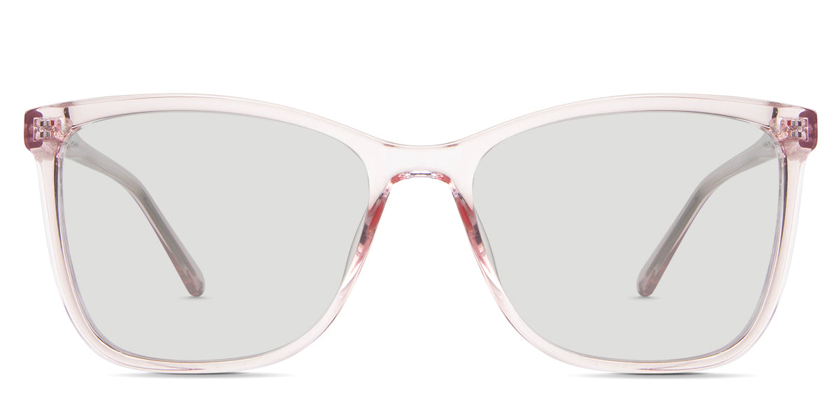 Yassi black tinted Standard Solid in the Blush variant - it's a transparent square frame with a low nose bridge and slim temple arm.