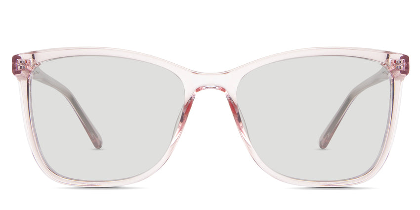 Yassi black tinted Standard Solid in the Blush variant - it's a transparent square frame with a low nose bridge and slim temple arm.