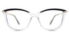 Yuki eyeglasses in the carrara variant - it's a cat-eye shape frame in crystal and black color.