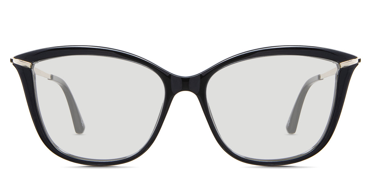 Yuki black tinted Standard Solid in the Carrara variant - it's a cat-eye shape frame with a narrow nose bridge and a slim temple arm.