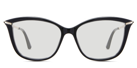 Yuki black tinted Standard Solid in the Lasius variant - is a full-rimmed frame with built-in nose pads, a metal arm, and an acetate tip.
