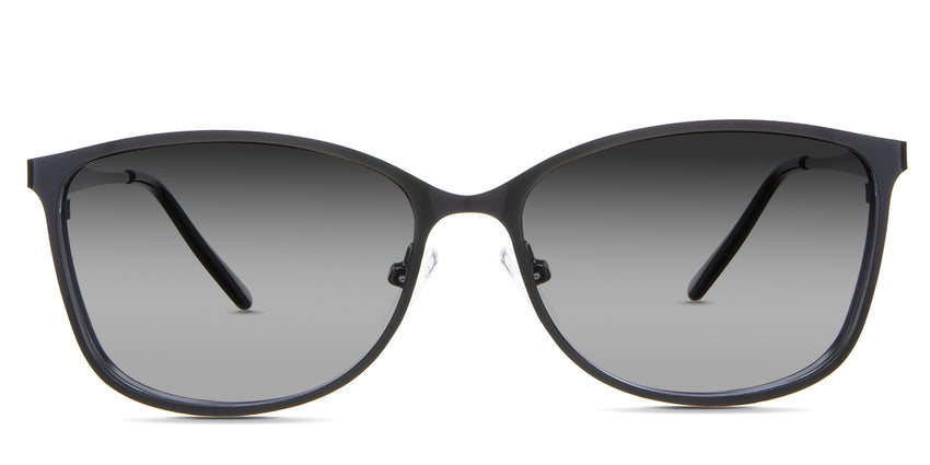 Yvonne black tinted Gradient sunglasses in the Crow variant - is a metal frame with a narrow-width nose bridge and a combination of metal arm and acetate temple tips.