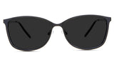 Yvonne black tinted Standard Solid sunglasses in the Crow variant - is a metal frame with a narrow-width nose bridge and a combination of metal arm and acetate temple tips.